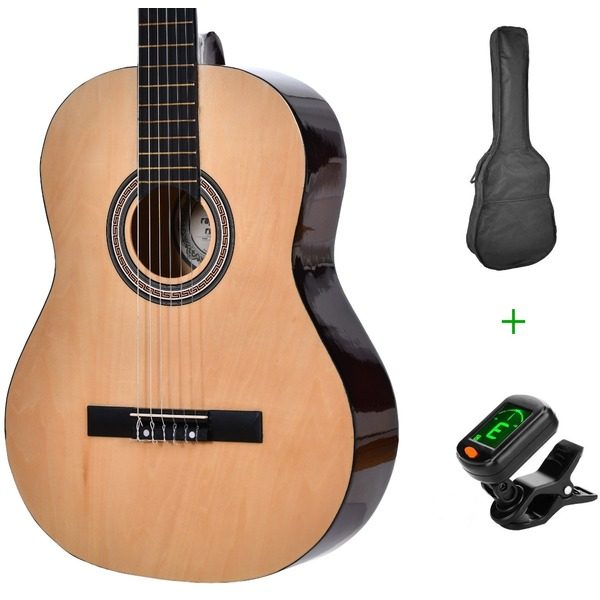Set Chitara Clasica Rapsodia Reghin Natur cu Husa si Tuner 3/4